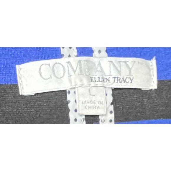 Ellen Tracy Women's Striped Blazer Jacket L Blue & Black - Picture 3 of 3